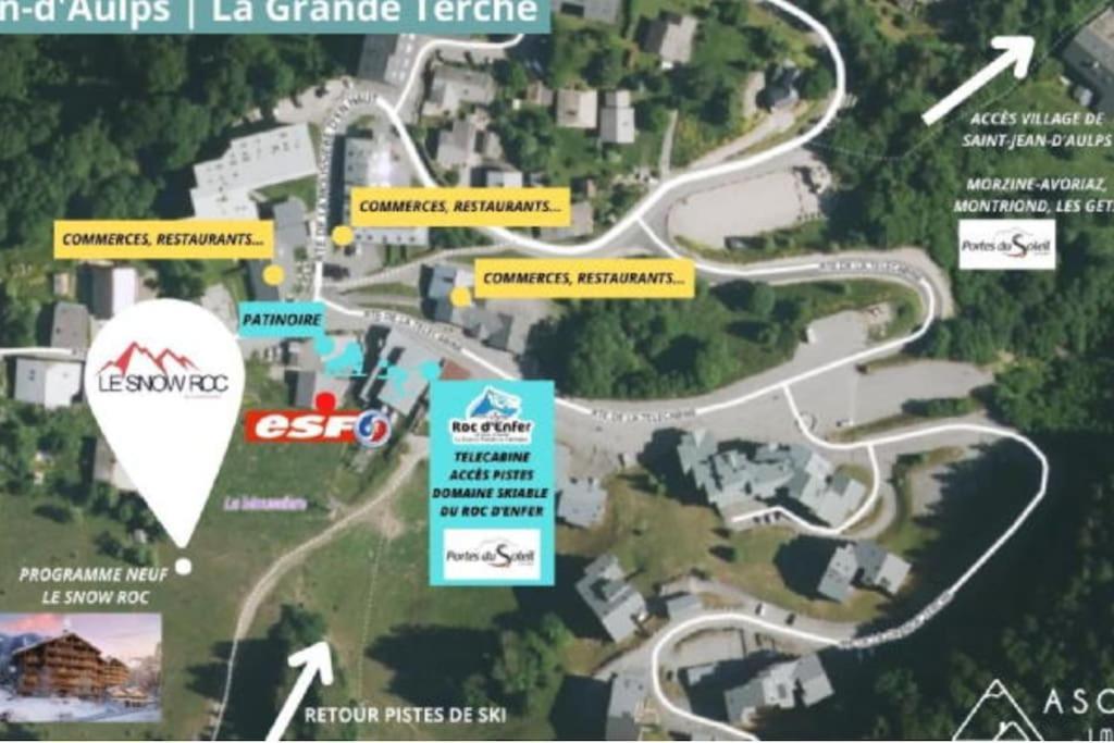 Dans Residence Neuve Le Snow Roc Sur Les Pistes, Grand Studio Cosy 5 Pers Avec Terrasse Panoramique, Sauna, Wifi Saint-Jean-dʼAulps 外观 照片